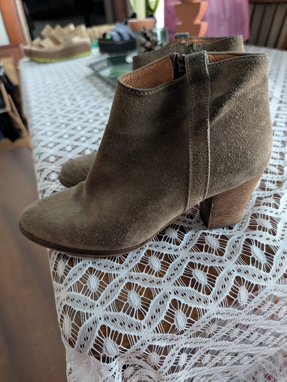 Madewell Olive Suede Ankle Booties